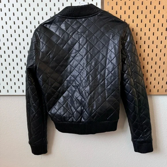 SILENCE + NOISE Quilted Vegan Leather Bomber Jacket - Picture 6 of 12
